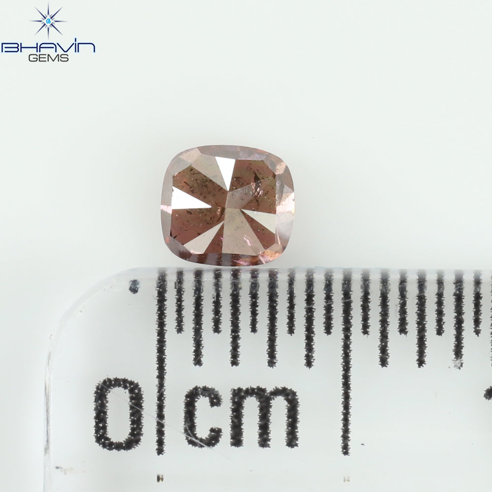 0.24 CT Natural Cushion Diamond Enhanced Pink Color Clarity I2 (3.60 MM)