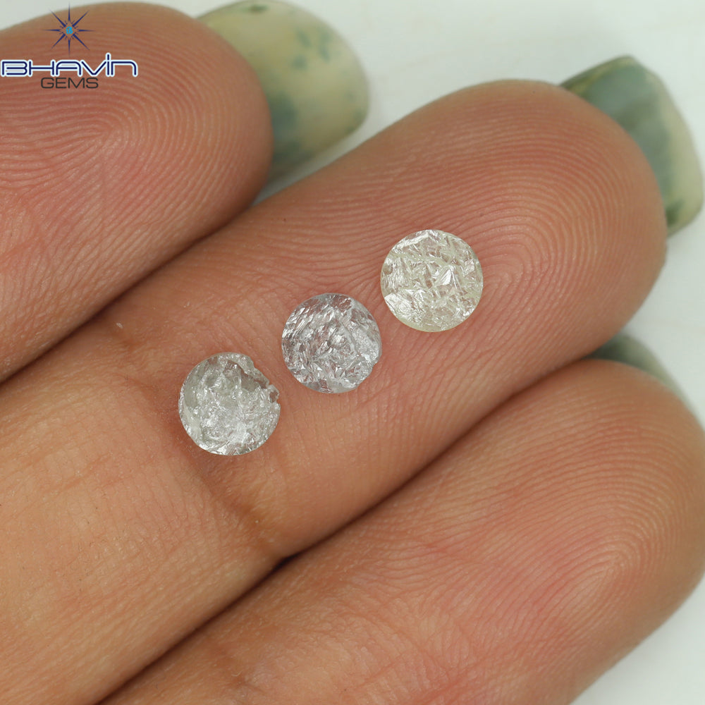 0.50 CT /3 Pcs Uncut Shape White Natural Loose Diamond I3 Clarity (4.70 MM)