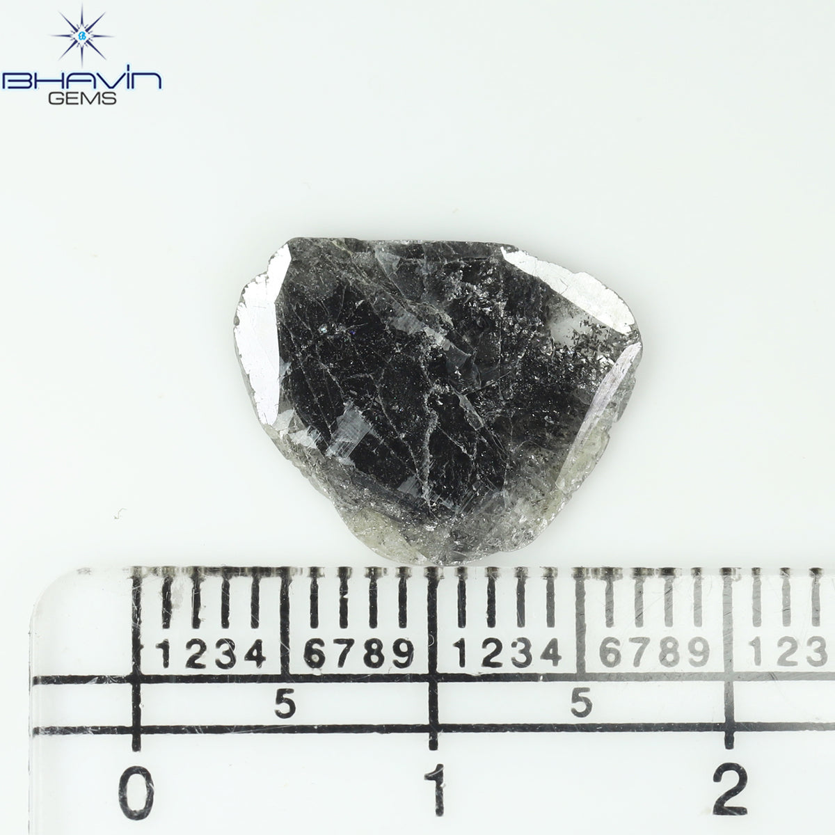 2.26 CT スライス シェイプ ナチュラル ダイヤモンド ソルト アンド ペッパー カラー I3 クラリティ (13.45 MM)