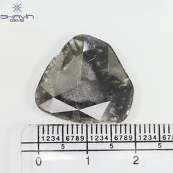 5.96 CT スライス シェイプ ナチュラル ダイヤモンド ソルト アンド ペッパー カラー I3 クラリティ (19.75 MM)