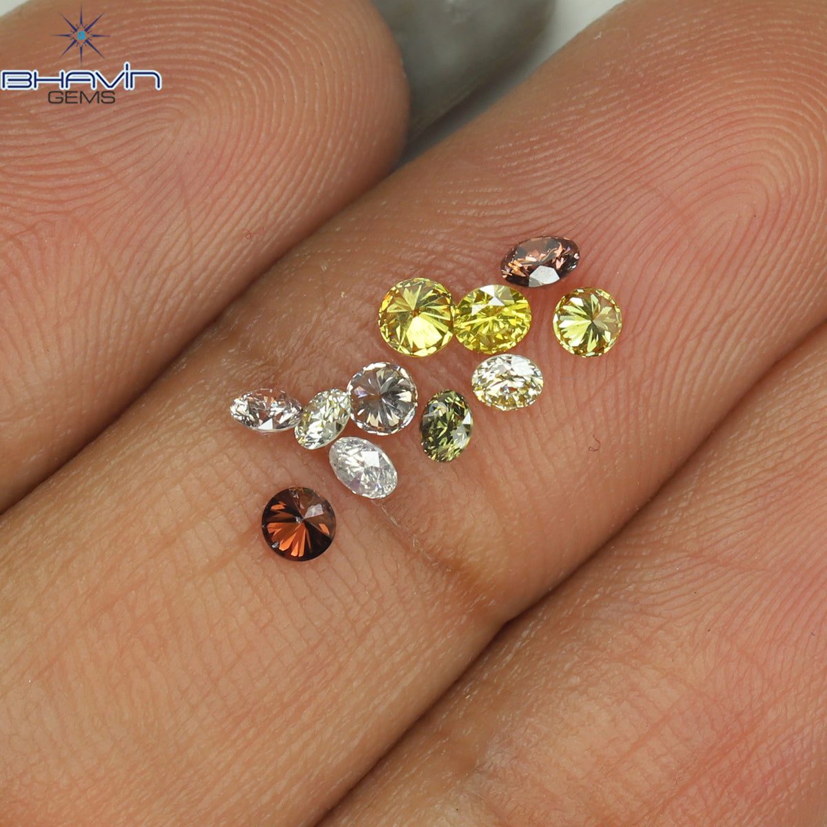 0.05 CT/5 ピース ラウンド シェイプ ナチュラル ルース ダイヤモンド ピンク カラー I1 クラリティ (0.05 MM)