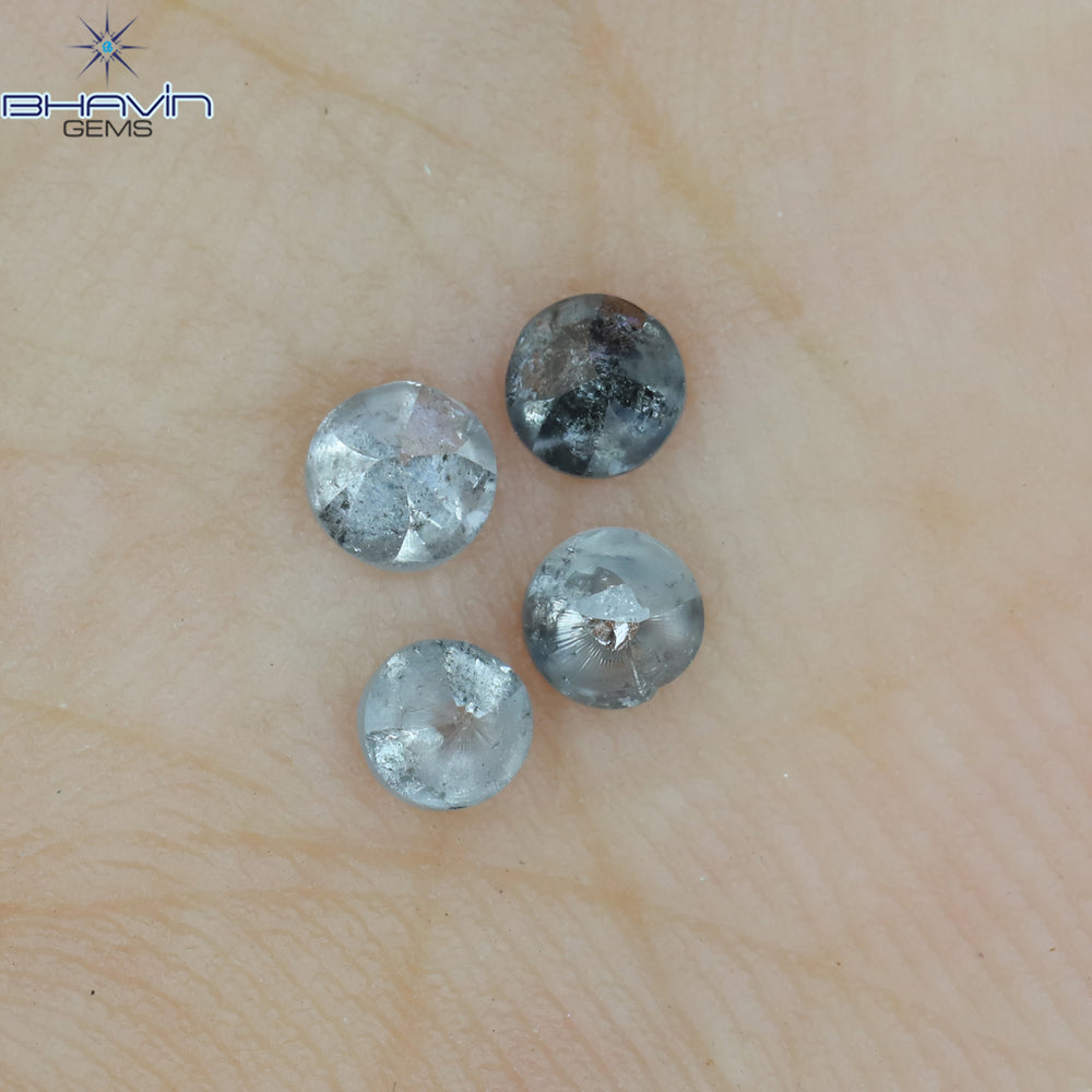 0.56 CT /4 Pcs Uncut Shape Salt And Pepper Natural Loose Diamond I3 Clarity (3.10 MM)