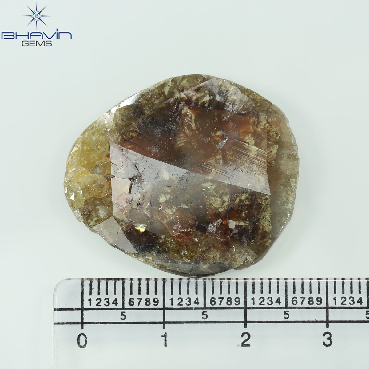 19.46 CT スライス シェイプ ナチュラル ダイヤモンド ソルト アンド ペッパー カラー I3 クラリティ (31.05 MM)