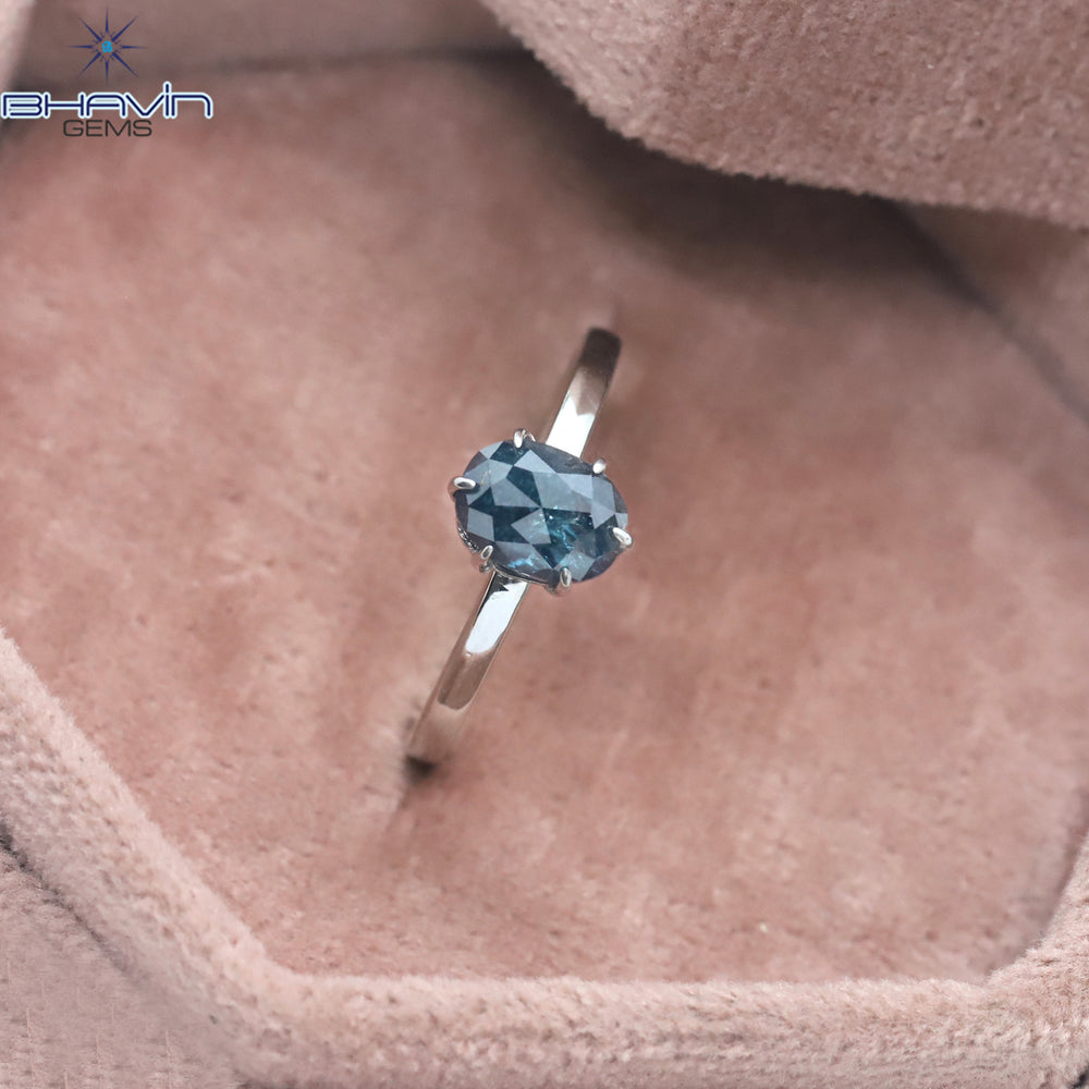 オーバル ダイヤモンド 天然ダイヤモンド リング ブルーカラー ゴールド リング 婚約指輪