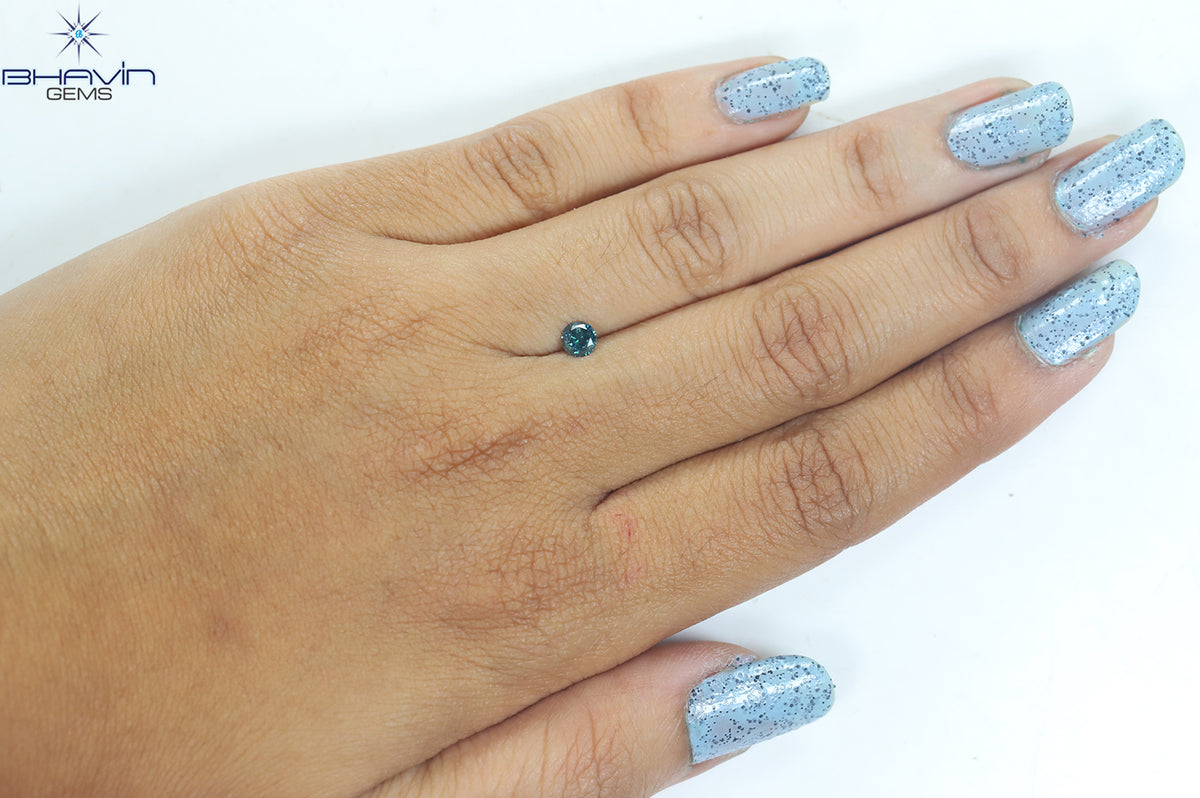 0.26 CT Natural Round Diamond Enhanced Blue Color Clarity I3 (4.14 MM)