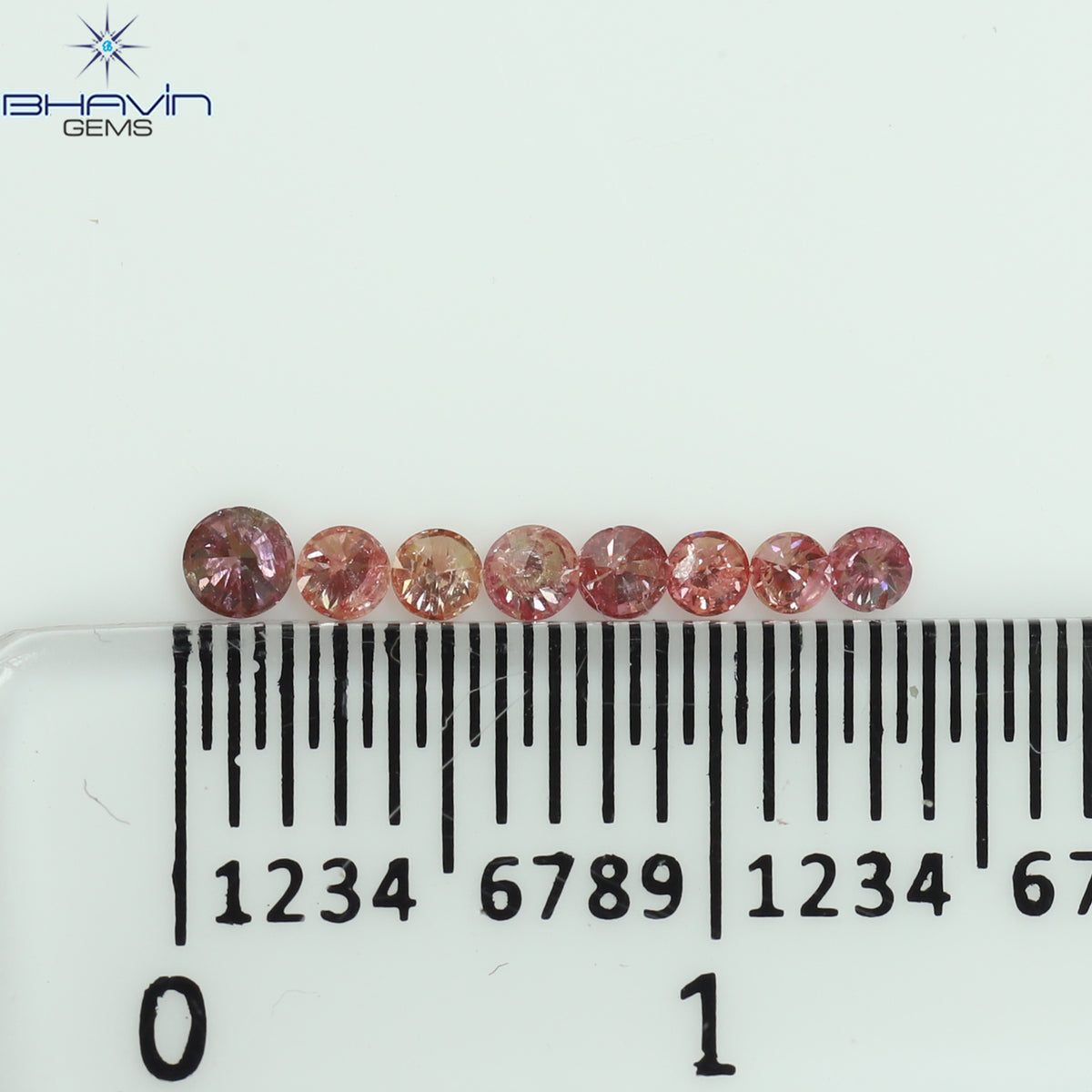 0.19 CT/8 Pcs Natural Round Diamond Enhanced Pink Color Clarity I2 (2.00 MM)
