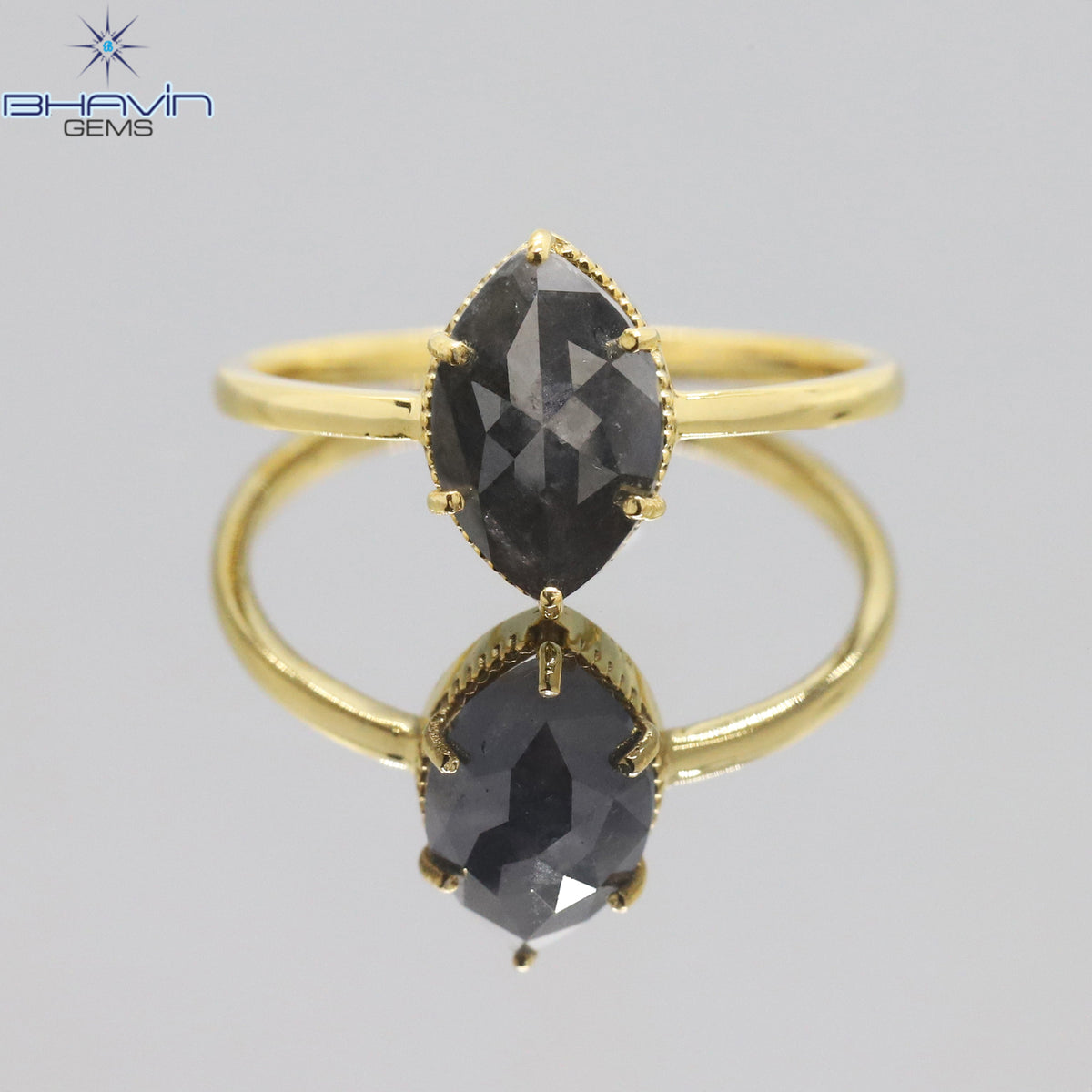 Marquise Diamond Salt And Pepper Diamond Natural Diamond Ring Gold Ring Engagement Ring