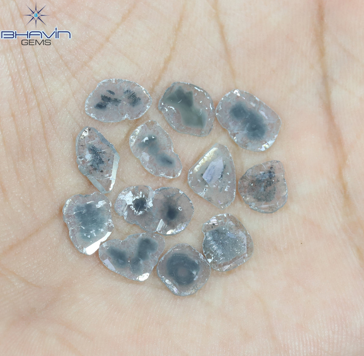 4.46 CT (12 Pcs) Slice Natural Diamond Salt And Pepper Color Clarity I3 (9.90 MM)