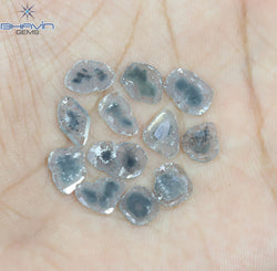 4.46 CT/12 Pcs Slice Shape Natural Diamond Salt And Pepper Color I3 Clarity (9.90 MM)