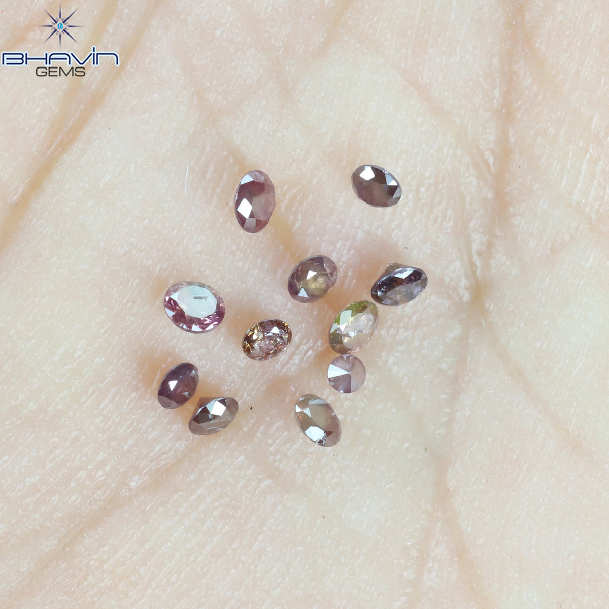 0.18 CT/11 個 ラウンド シェイプ ナチュラル ルース ダイヤモンド ピンク カラー I3 クラリティ (1.75 MM)