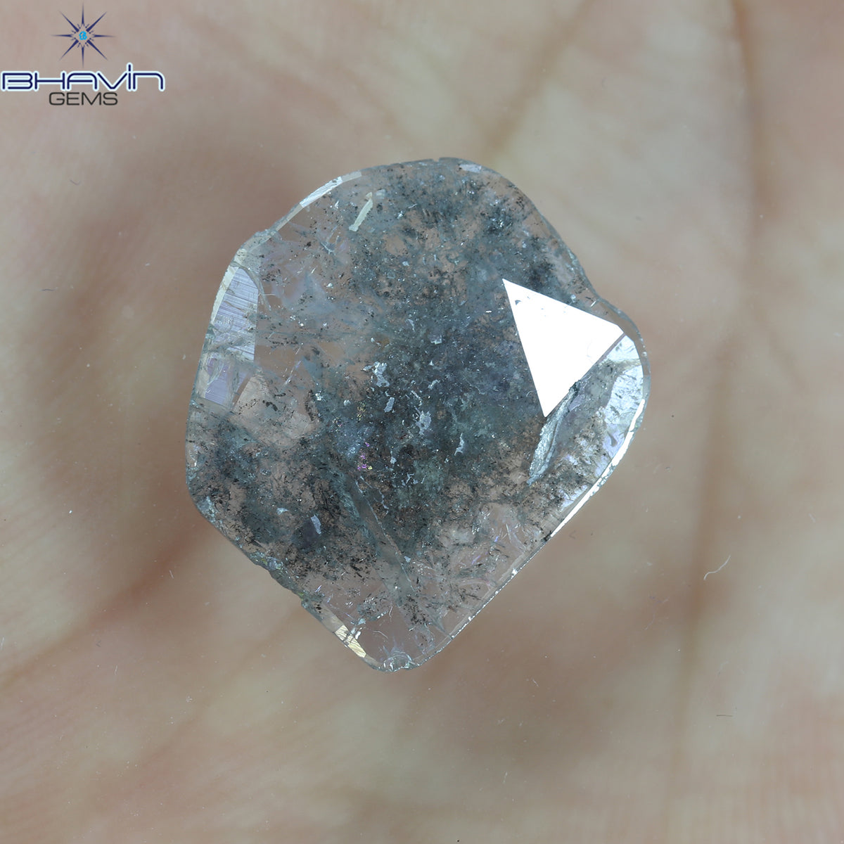 5.25 CT Natural Slice Diamond Salt And Pepper Color Clarity I3 (18.23 MM)