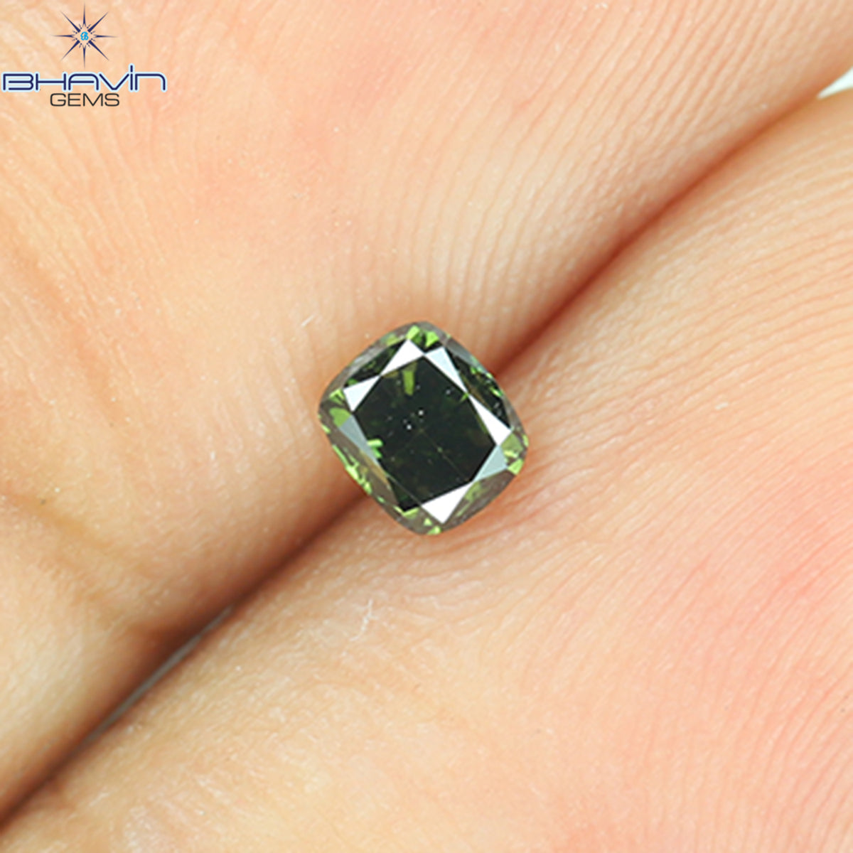 0.27 CT Natural Cushion Diamond Enhanced Green Color Clarity VS1 (3.77 MM)