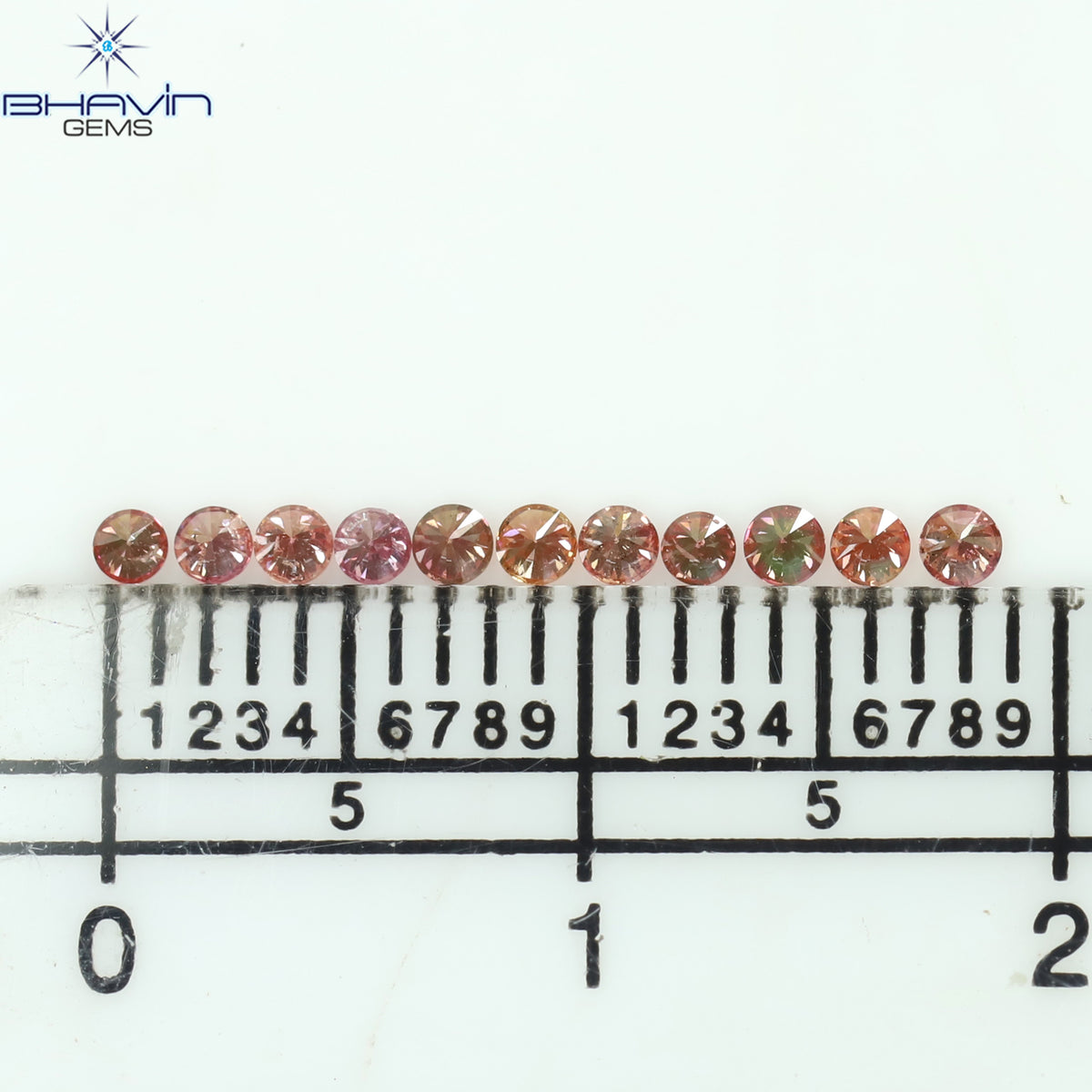 0.22 CT/11 Pcs Natural Round Diamond Enhanced Pink Color Clarity SI (1.75 MM)