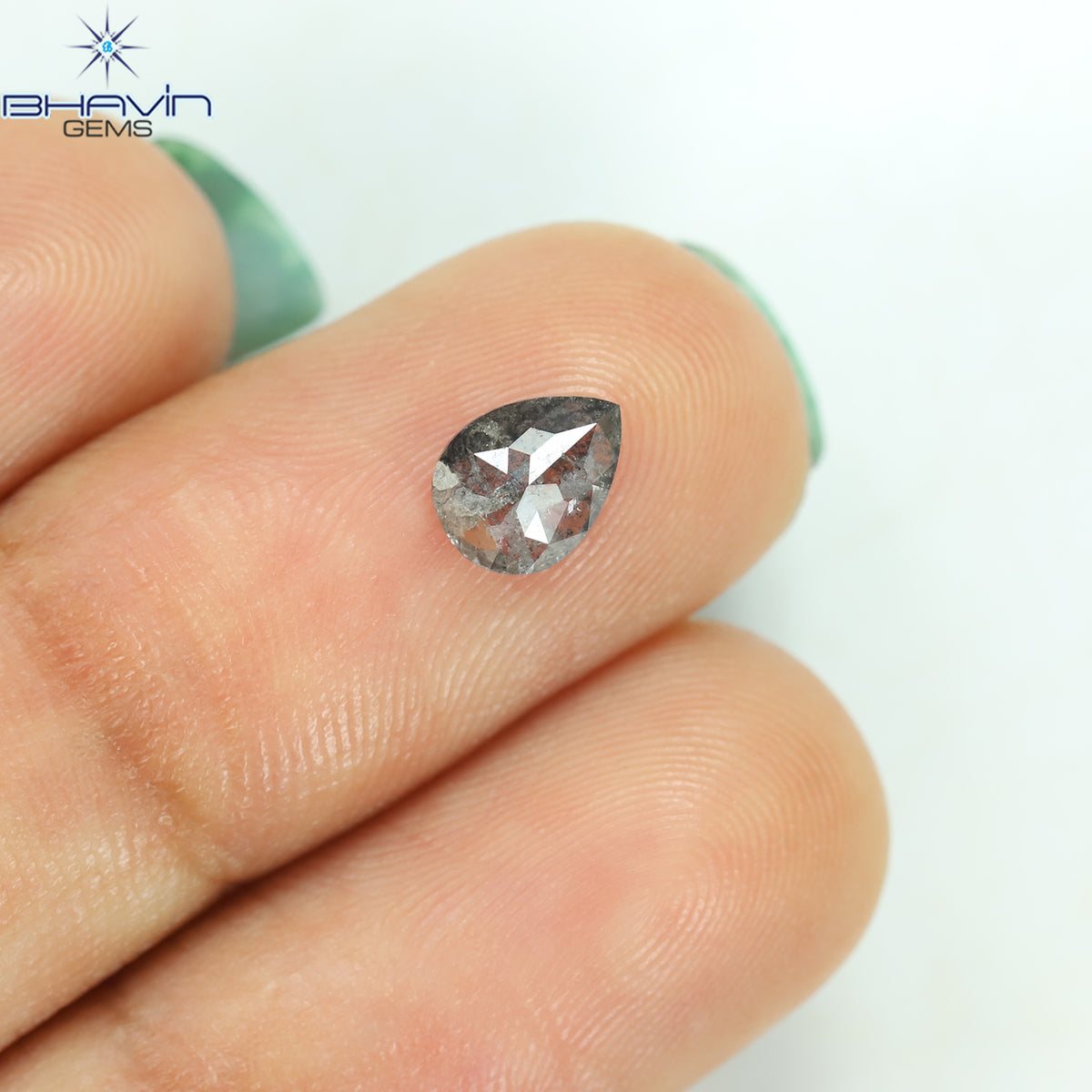 0.57 CT Natural Pear Diamond Salt And Pepper Color Clarity I3 (6.42 MM)