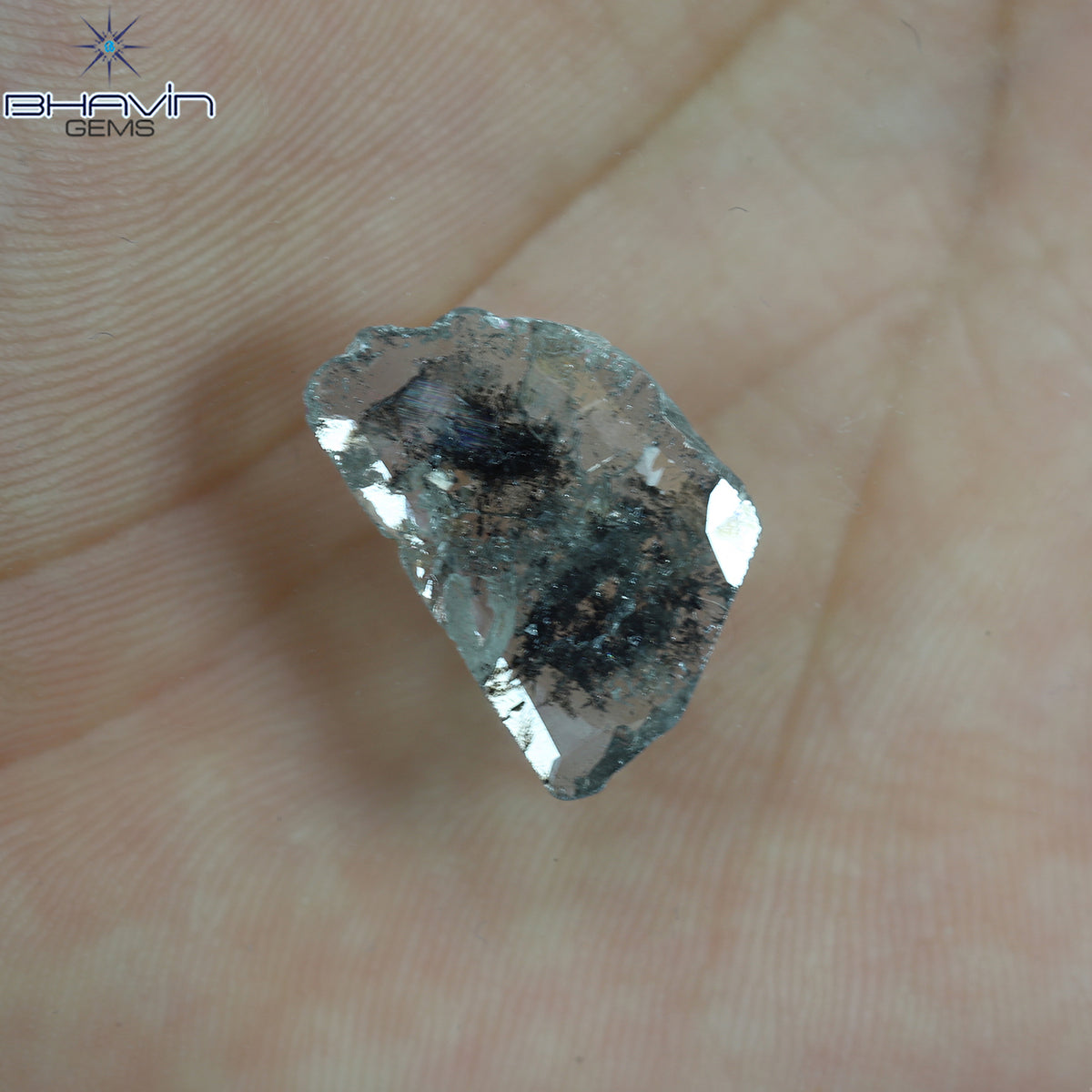 3.42 CT Natural Slice Diamond Salt And Pepper Color Clarity I3 (18.84 MM)