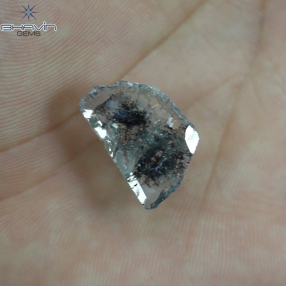 3.42 CT スライス シェイプ ナチュラル ダイヤモンド ソルト アンド ペッパー カラー I3 クラリティ (18.84 MM)