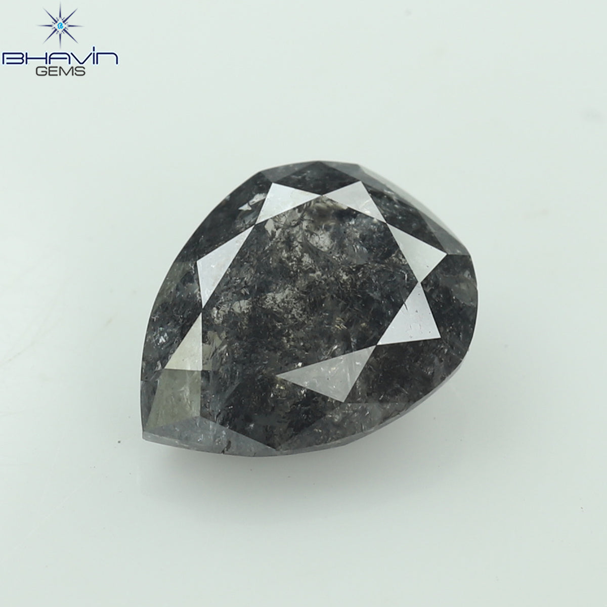 2.07 CT ペアシェイプ ナチュラル ルース ダイヤモンド ソルト アンド ペッパー カラー I3 クラリティ (9.55 MM)