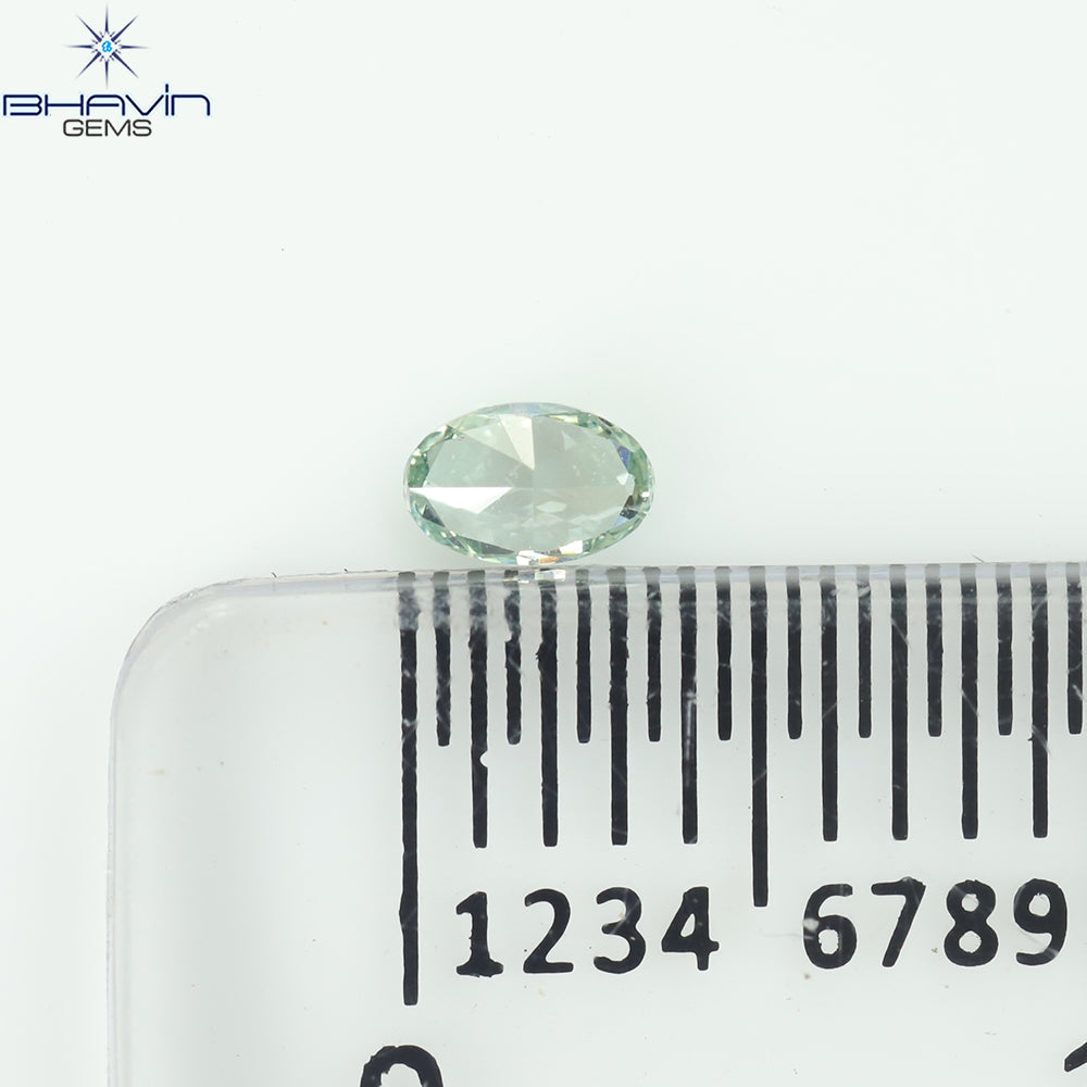 0.10 CT オーバルシェイプ ナチュラル ダイヤモンド ブルーイッシュ グリーン カラー VS1 クラリティ (3.55 MM)