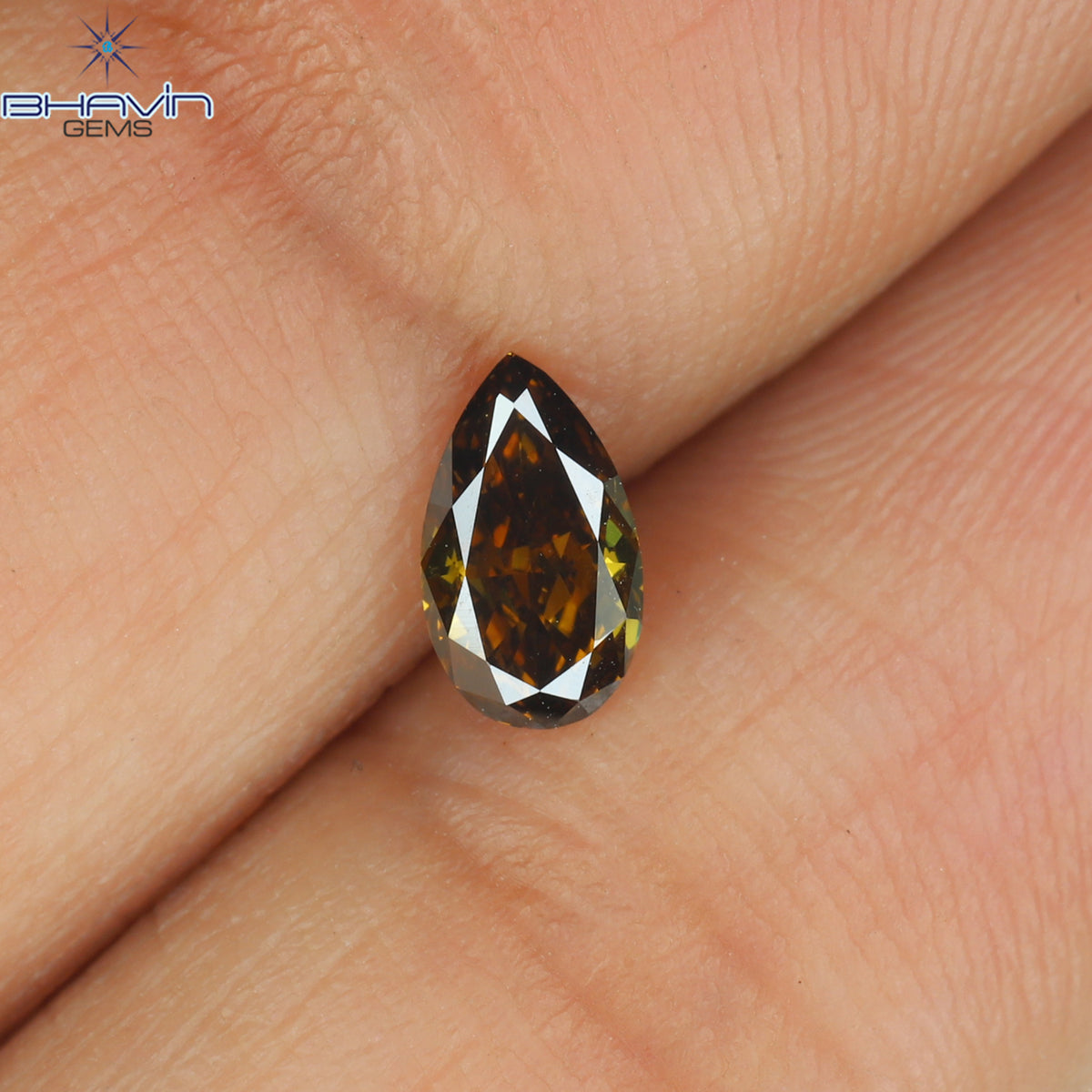 0.08 CT ペアシェイプ ナチュラル ダイヤモンド 強化グリーン カラー VS1 クラリティ (4.05 MM)