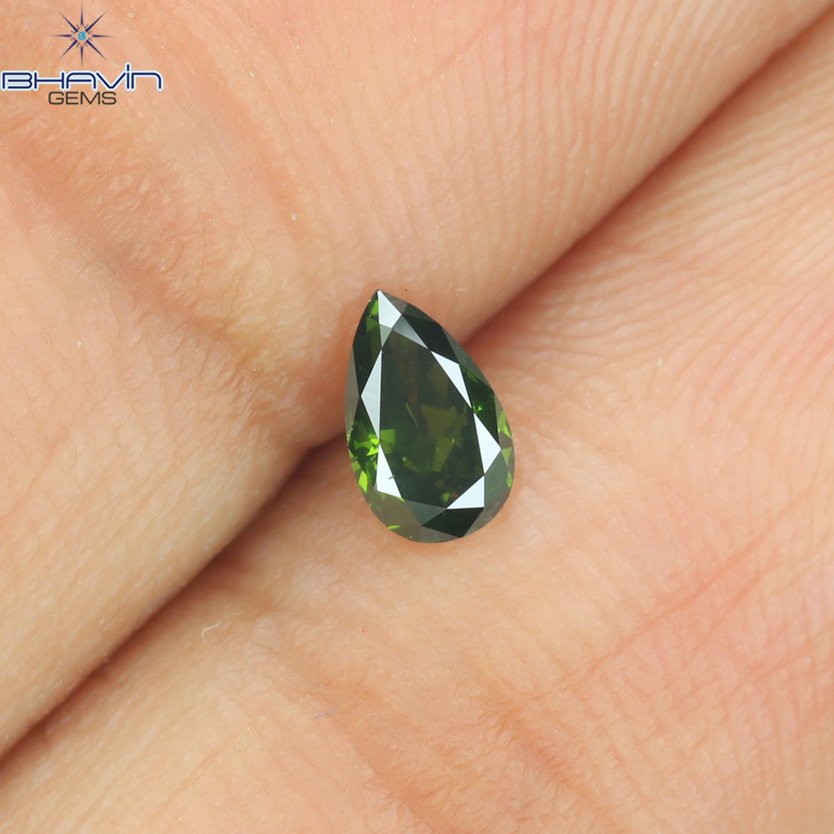 0.08 CT ペアシェイプ ナチュラル ダイヤモンド 強化グリーン カラー VS1 クラリティ (4.05 MM)