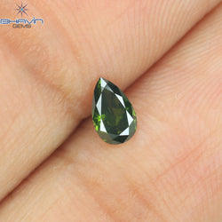 0.21 CT Pear Shape Natural Diamond Enhanced Green Color VS2 Clarity (4.97 MM)