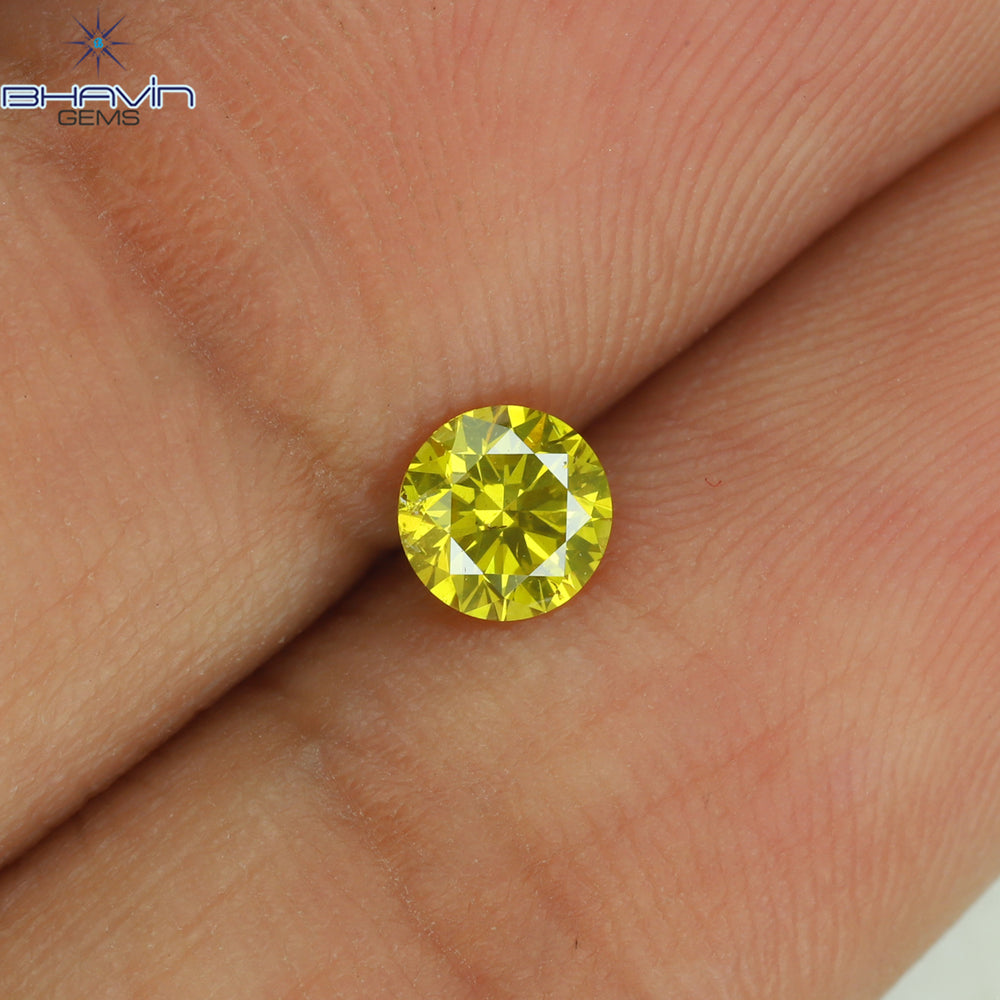 0.31 CT Round Shape Natural Diamond Yellow Color SI2 Clarity (4.32 MM)