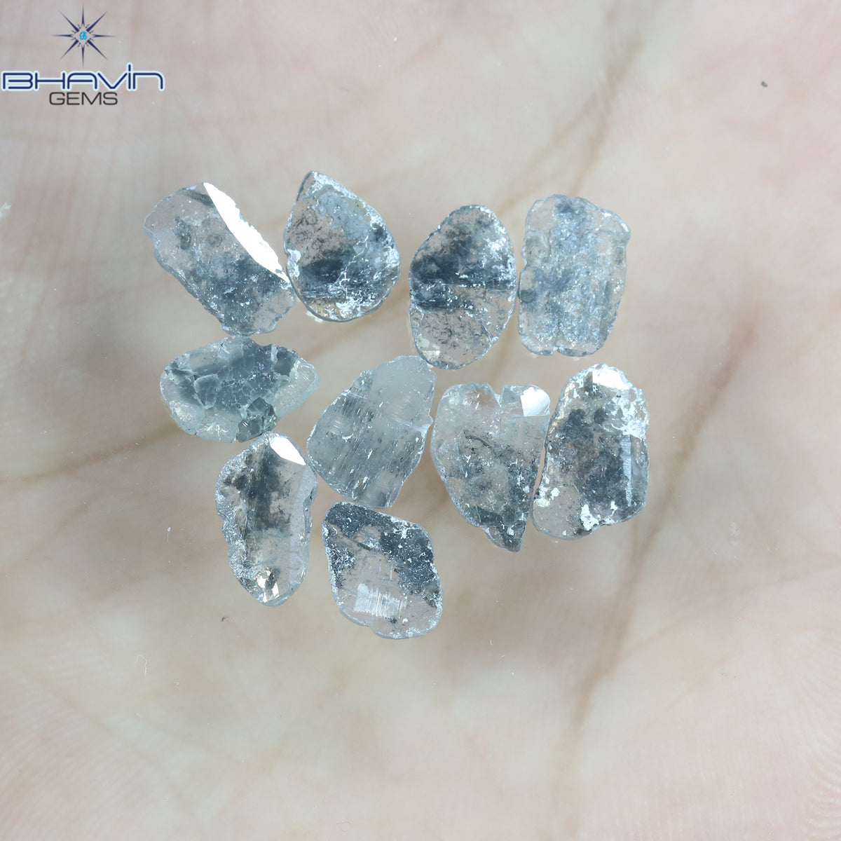5.60 CT/10 個スライス ダイヤモンド ソルト アンド ペッパー カラー クラリティ I3 (10.17 MM)