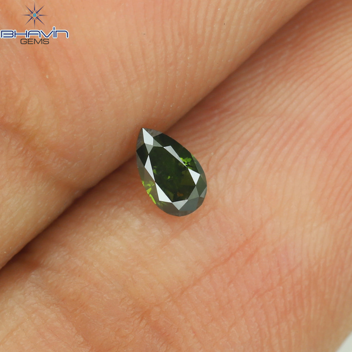 0.08 CT ペアシェイプ ナチュラル ダイヤモンド 強化グリーン カラー VS1 クラリティ (4.05 MM)