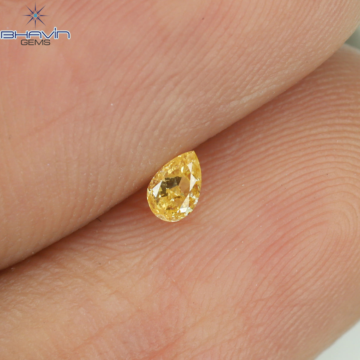 0.08 CT Natural Pear Diamond Orange Color Clarity SI1 (3.27 MM)
