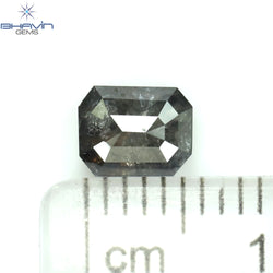 0.83 CT Emerald Shape Natural Diamond Salt And Pepper Color I3 Clarity (5.97 MM)