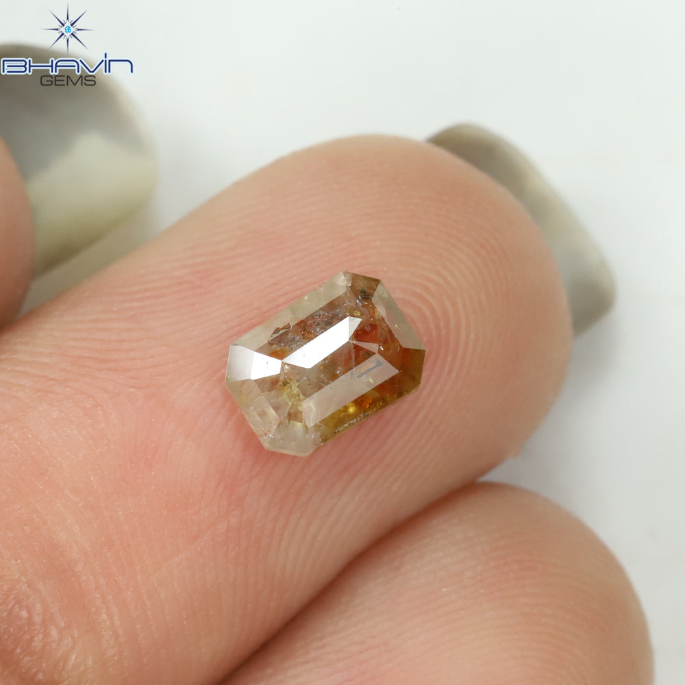 0.75 CT Emerald Shape Natural Diamond Brown Yellow Color I3 Clarity (6.30 MM)