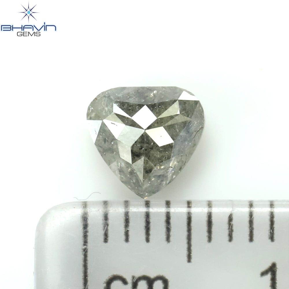 0.75 CT Heart Shape Natural Loose Diamond Salt And Pepper Color I3 Clarity (5.74 MM)