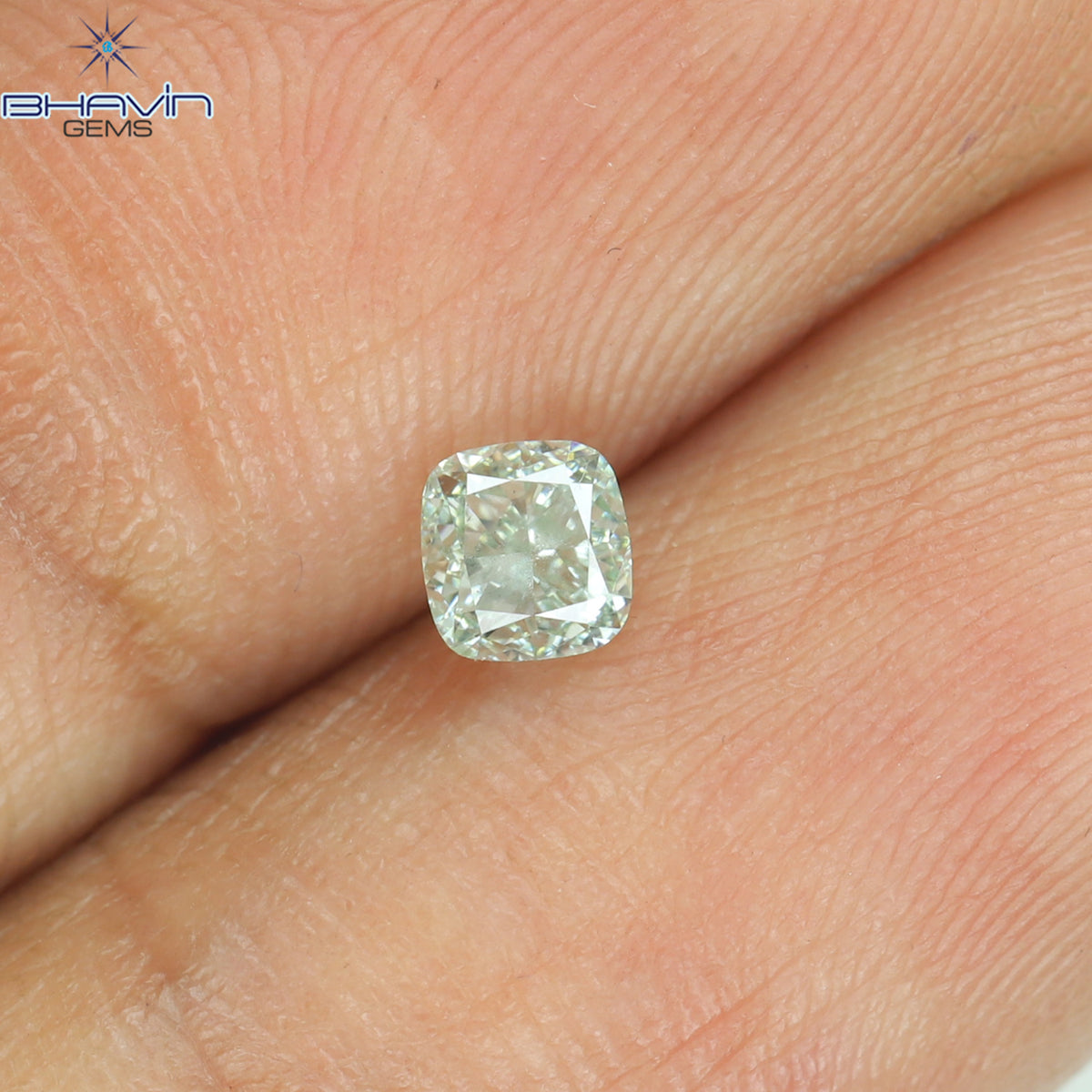 0.31 CT Natural Cushion Diamond Enhanced Greenish Blue Color Clarity VS1 (3.63 MM)