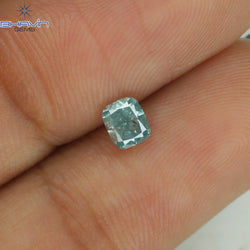 0.23 CT クッション シェイプ 天然ダイヤモンド グリーンがかったブルー カラー VS2 クラリティ (3.30 MM)