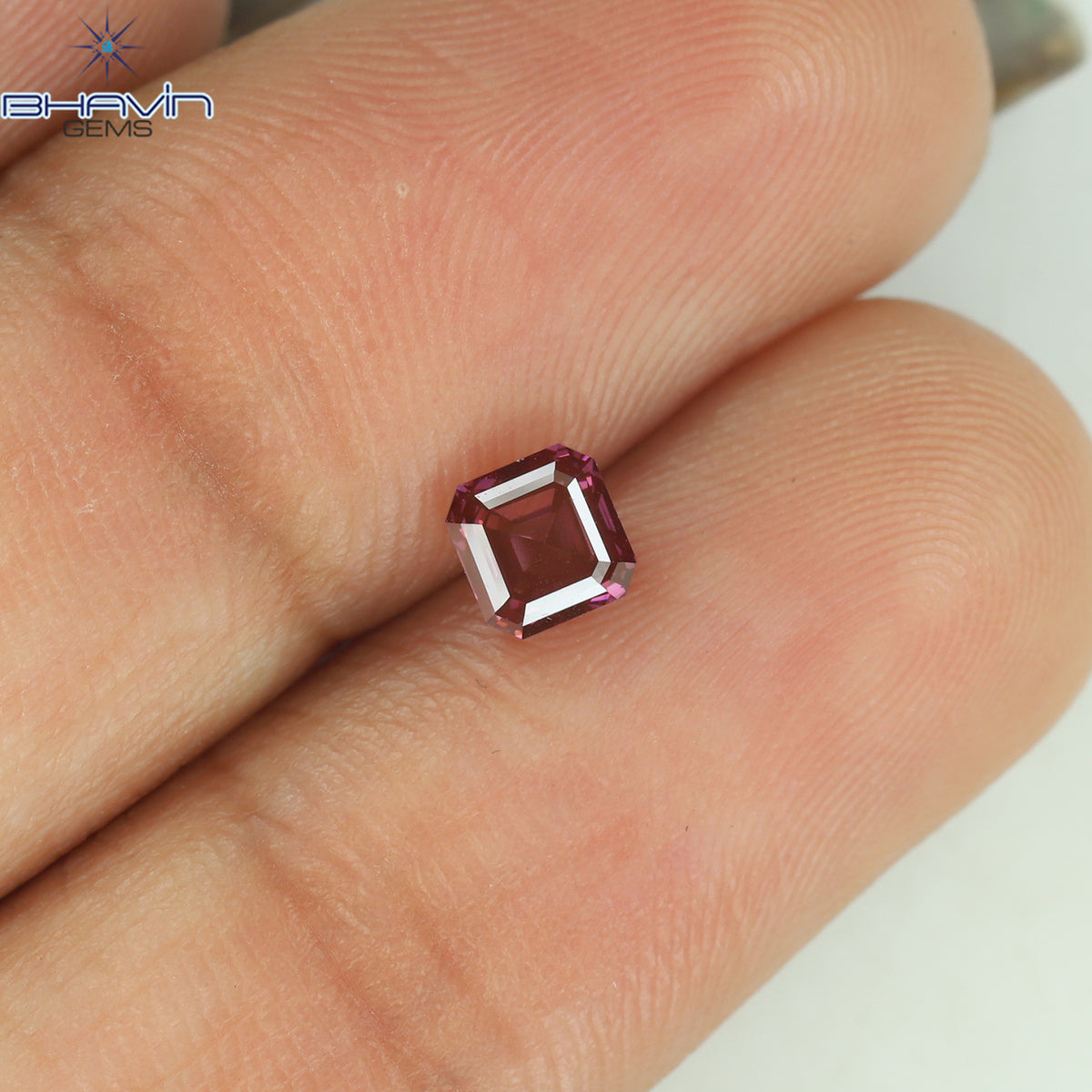 0.52 CT Natural Asscher Diamond Enhanced Pink Color Clarity VS1 (4.13 MM)