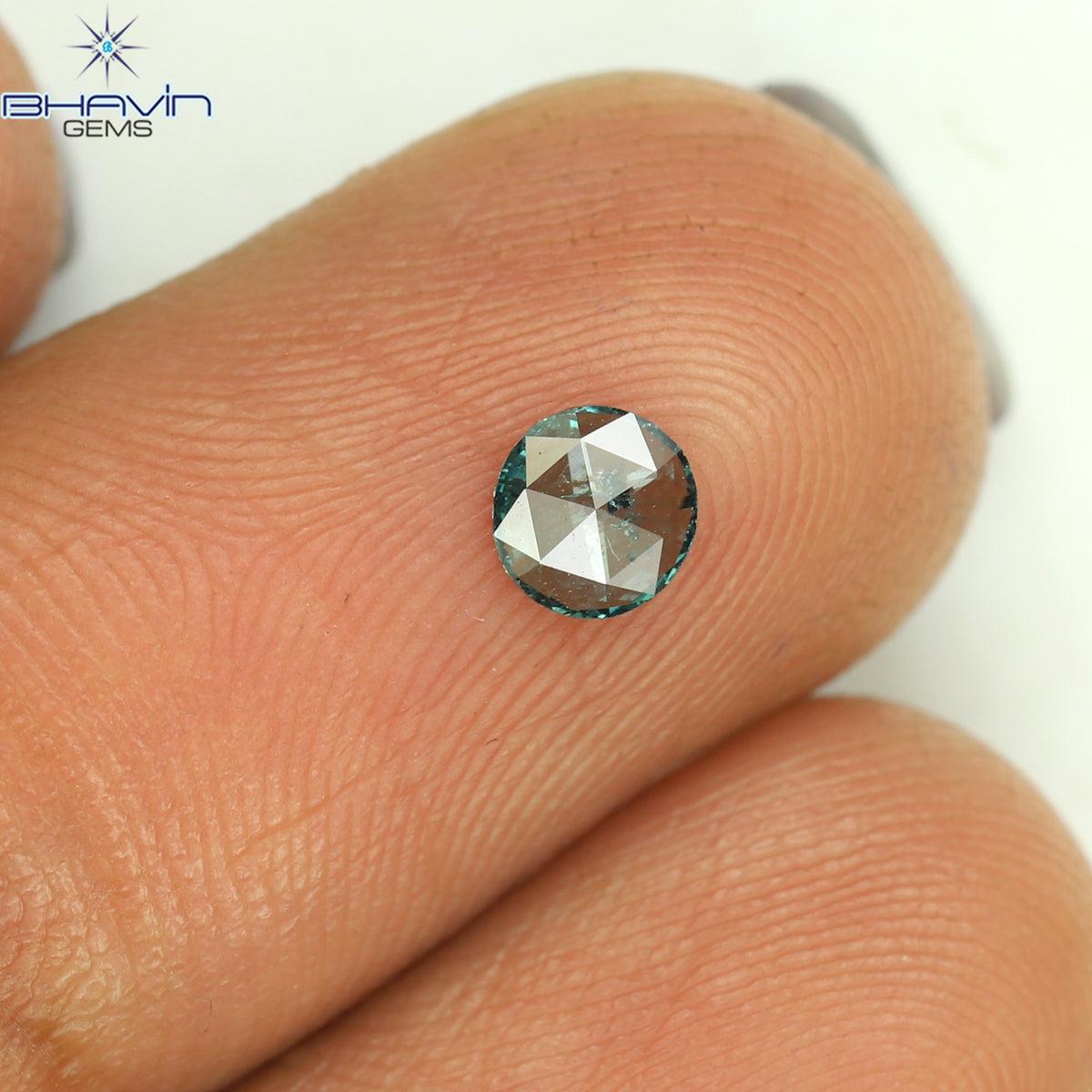0.14 CT ラウンド ローズ カット シェイプ ナチュラル ダイヤモンド ブルー カラー I1 クラリティ (3.84 MM)