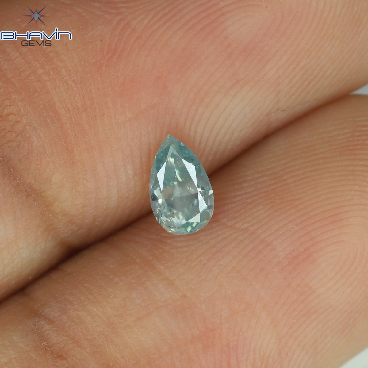 0.29 CT Natural Pear Diamond Enhanced Greenish Blue Color Clarity VS2 (5.34 MM)