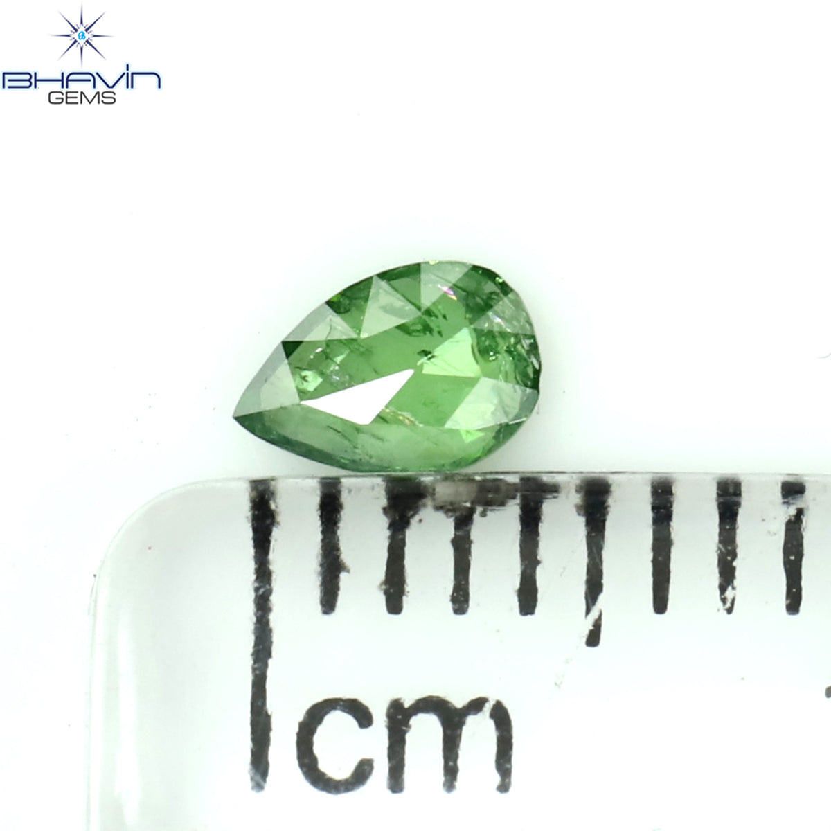0.23 CT ペアシェイプ ナチュラル ダイヤモンド グリーン カラー I2 クラリティ (6.27 MM)