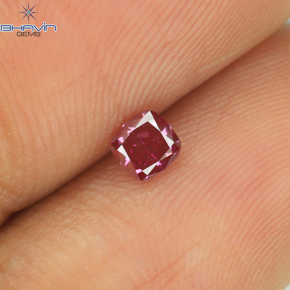 0.19 CT Cushion Shape Natural Loose Diamond Enhanced Pink Color VS1 Clarity (3.36 MM)