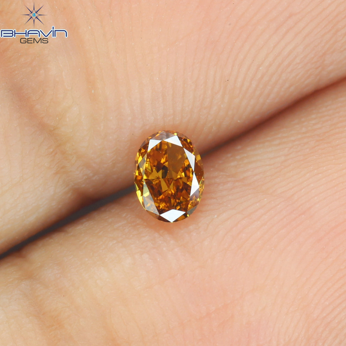 0.20 CT Natural Oval Diamond Enhanced Champagne Color Clarity VS1 (4.17 MM)