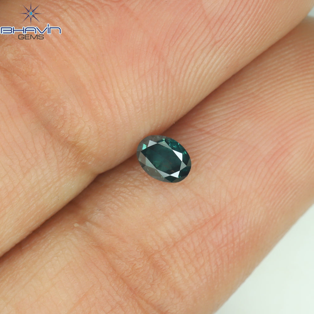0.20 CT Oval Shape Natural Diamond Enhanced Blue Color SI1 Clarity (4.07 MM)