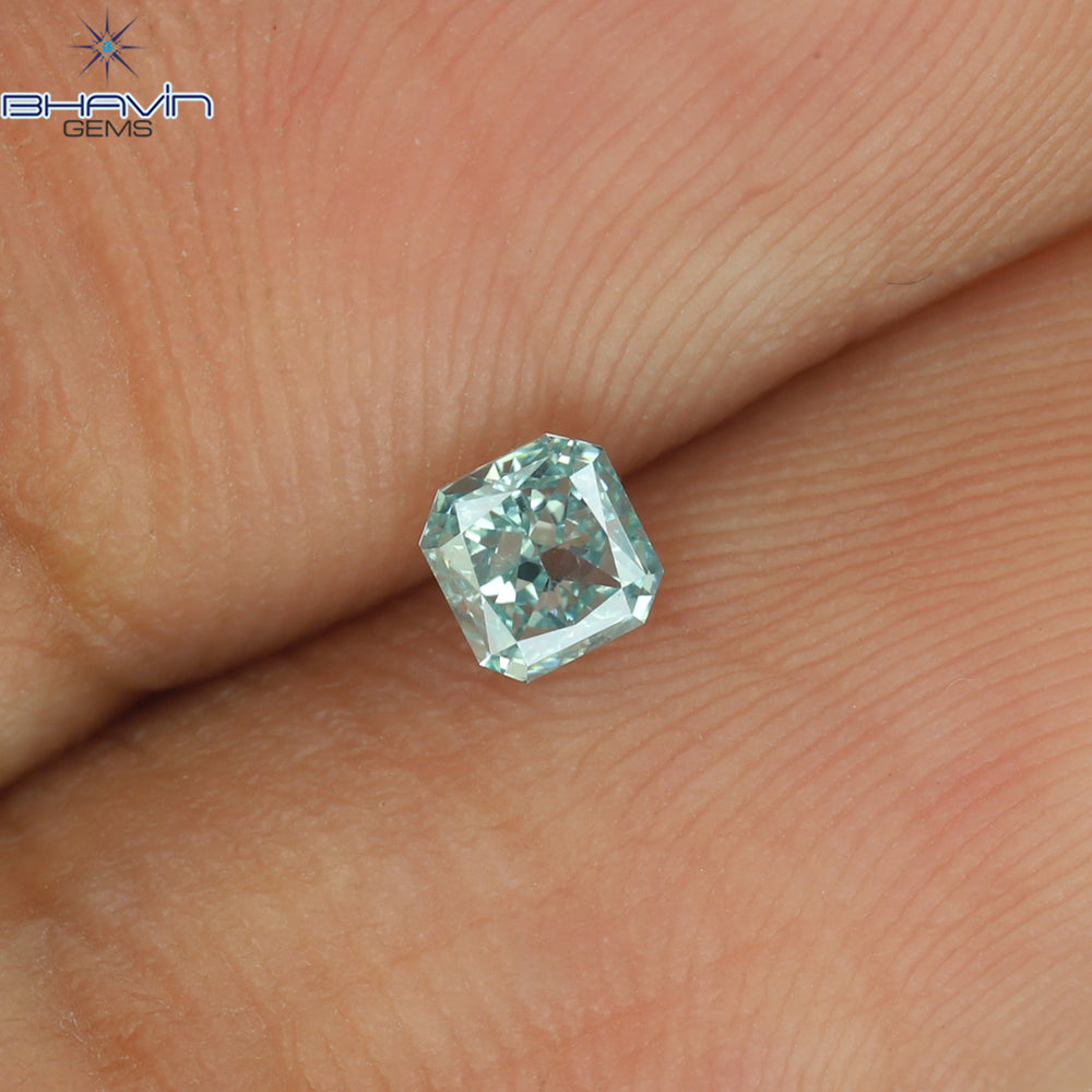 0.19 CT Radiant Shape Natural Diamond Greenish Blue Color VS2 Clarity (3.21 MM)