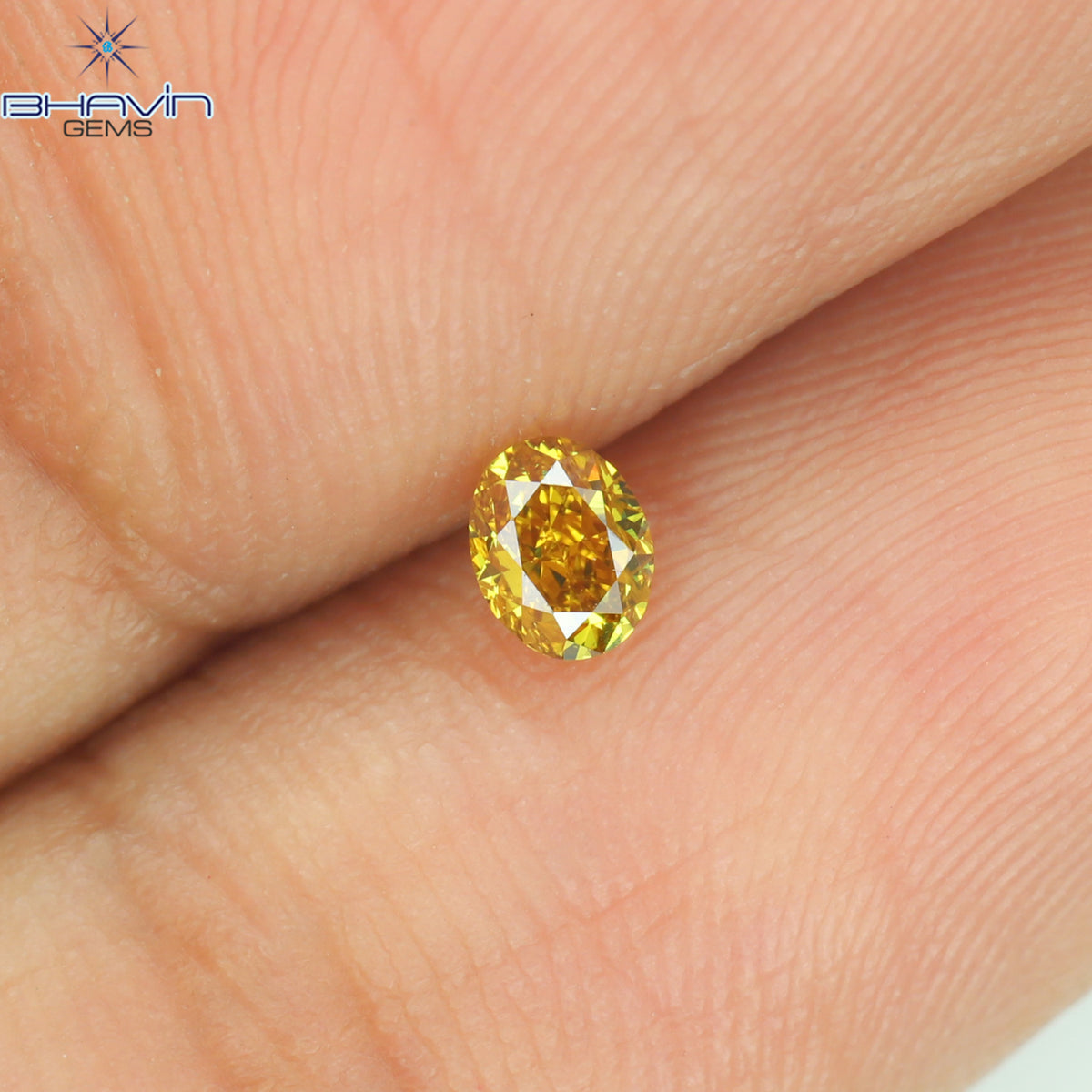 0.19 CT Natural Oval Diamond Enhanced Orange Color Clarity VS1 (3.64 MM)