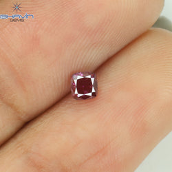 0.21 CT Cushion Shape Natural Loose Diamond Enhanced Pink Color VS2 Clarity (3.31 MM)