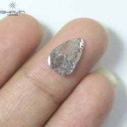 1.07 CT スライス形状 天然ダイヤモンド ソルト アンド ペッパー カラー I3 クラリティ (12.15 MM)