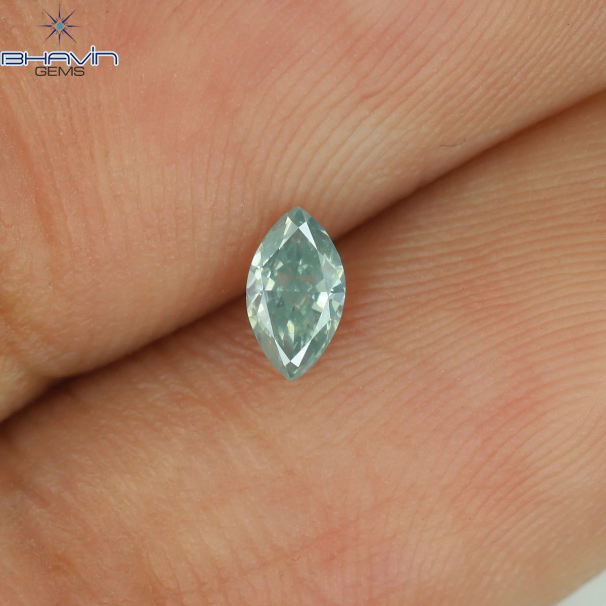 0.15 CT Natural Marquise Diamond Enhanced Bluish Green Color Clarity VS2 (4.95 MM)