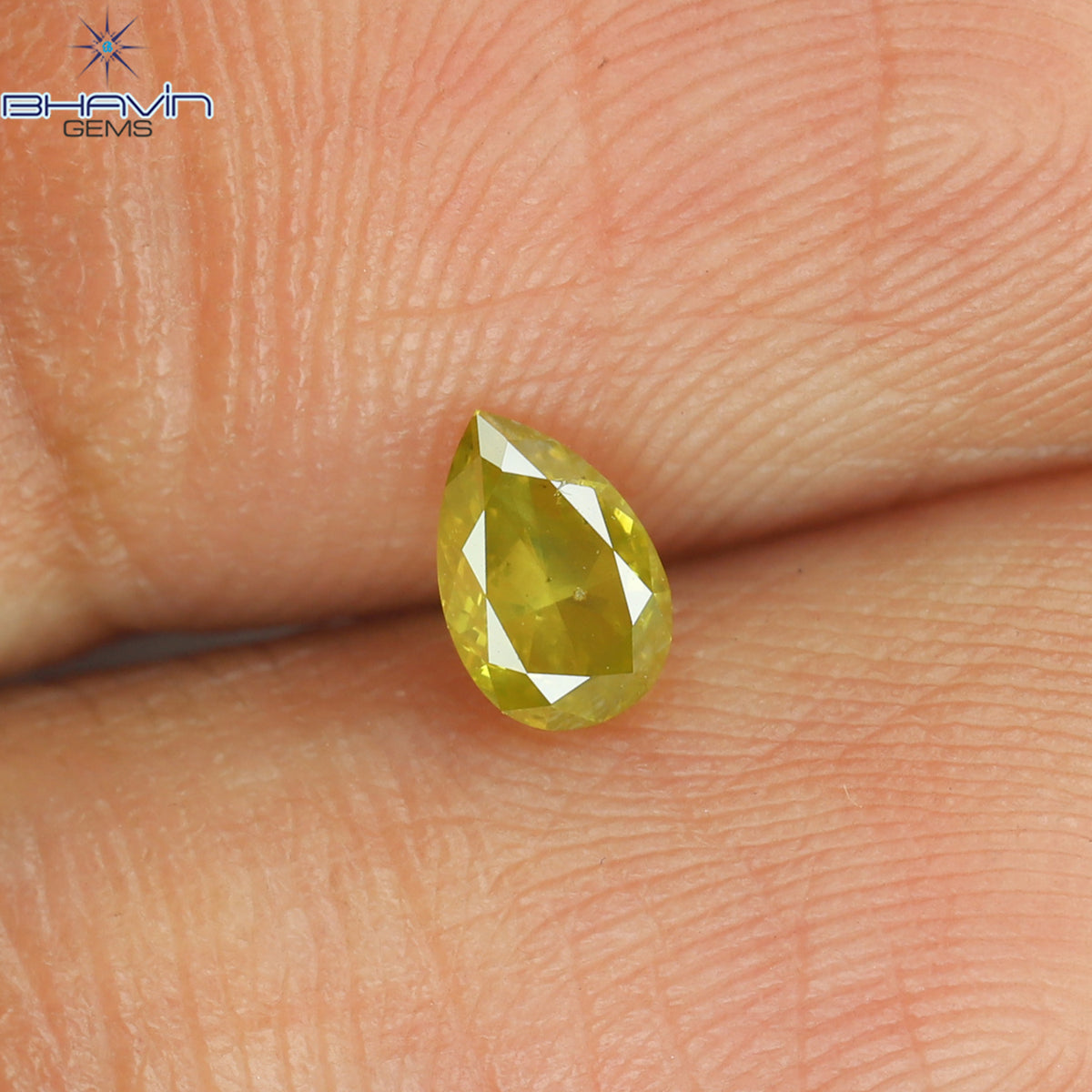 0.24 CT Natural Pear Diamond Enhanced Yellow Color Clarity SI1 (4.92 MM)