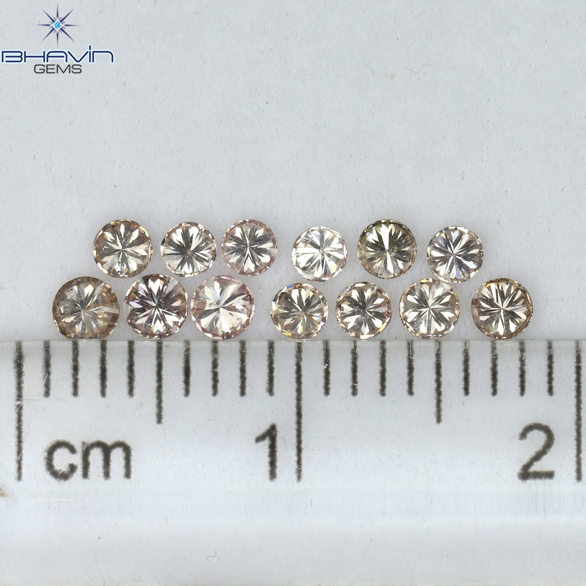 0.52 CT/13 Pcs Natural Round Diamond Brown Pink (Argyle) Color Clarity VS2 (2.35 MM)
