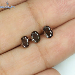 0.93 CT/3 Pcs Oval Shape Natural Diamond Pink Color I1 Clarity (5.05 MM)