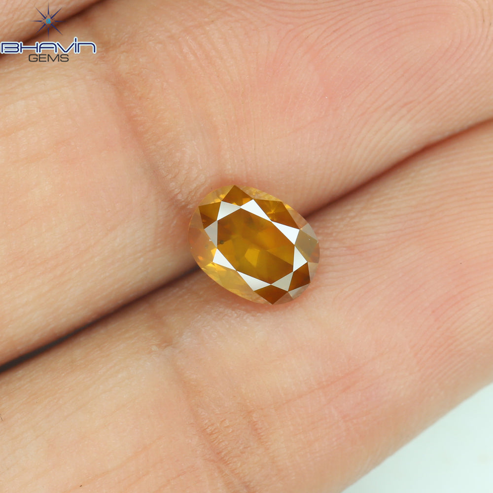 1.03 CT Oval Shape Natural Diamond Orange Yellow Color SI2 Clarity (6.80 MM)